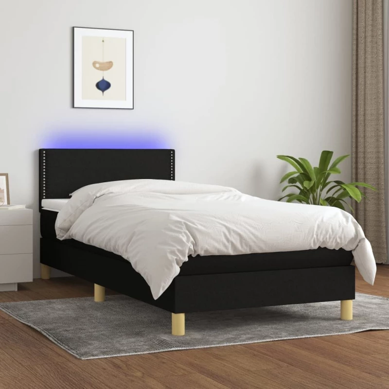 ΚΡΕΒΑΤΙ BOXSPRING ΜΕ ΣΤΡΩΜΑ & LED ΜΑΥΡΟ 80X200 ΕΚ. ΥΦΑΣΜΑΤΙΝΟ 3133591