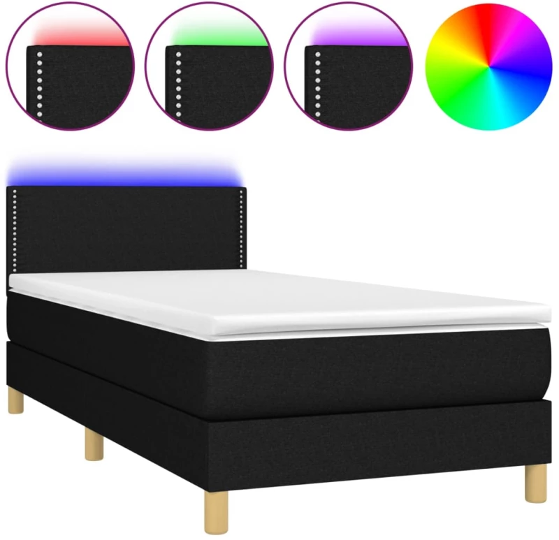 ΚΡΕΒΑΤΙ BOXSPRING ΜΕ ΣΤΡΩΜΑ & LED ΜΑΥΡΟ 80X200 ΕΚ. ΥΦΑΣΜΑΤΙΝΟ 3133591