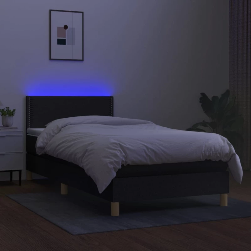 ΚΡΕΒΑΤΙ BOXSPRING ΜΕ ΣΤΡΩΜΑ & LED ΜΑΥΡΟ 80X200 ΕΚ. ΥΦΑΣΜΑΤΙΝΟ 3133591