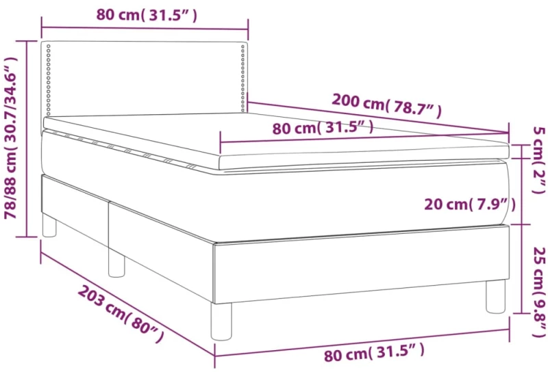 ΚΡΕΒΑΤΙ BOXSPRING ΜΕ ΣΤΡΩΜΑ & LED ΜΑΥΡΟ 80X200 ΕΚ. ΥΦΑΣΜΑΤΙΝΟ 3133591