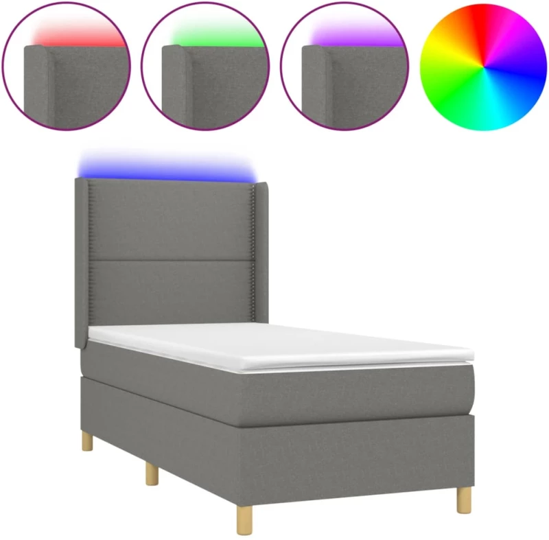 ΚΡΕΒΑΤΙ BOXSPRING ΜΕ ΣΤΡΩΜΑ & LED ΣΚ.ΓΚΡΙ 100X200 ΕΚ ΥΦΑΣΜΑΤΙΝΟ 3138774