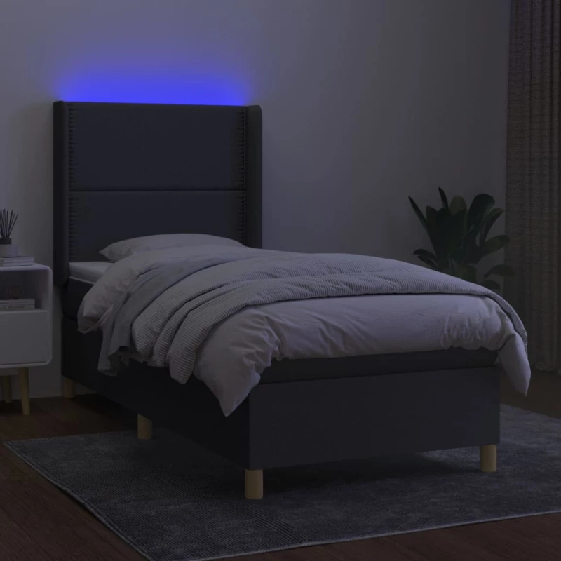 ΚΡΕΒΑΤΙ BOXSPRING ΜΕ ΣΤΡΩΜΑ & LED ΣΚ.ΓΚΡΙ 100X200 ΕΚ ΥΦΑΣΜΑΤΙΝΟ 3138774