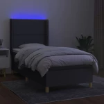 ΚΡΕΒΑΤΙ BOXSPRING ΜΕ ΣΤΡΩΜΑ & LED ΣΚ.ΓΚΡΙ 100X200 ΕΚ ΥΦΑΣΜΑΤΙΝΟ 3138774