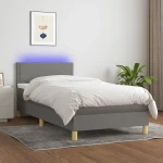 ΚΡΕΒΑΤΙ BOXSPRING ΜΕ ΣΤΡΩΜΑ & LED ΣΚ.ΓΚΡΙ 90X190 ΕΚ. ΥΦΑΣΜΑΤΙΝΟ 3133598