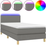 ΚΡΕΒΑΤΙ BOXSPRING ΜΕ ΣΤΡΩΜΑ & LED ΣΚ.ΓΚΡΙ 90X190 ΕΚ. ΥΦΑΣΜΑΤΙΝΟ 3133598