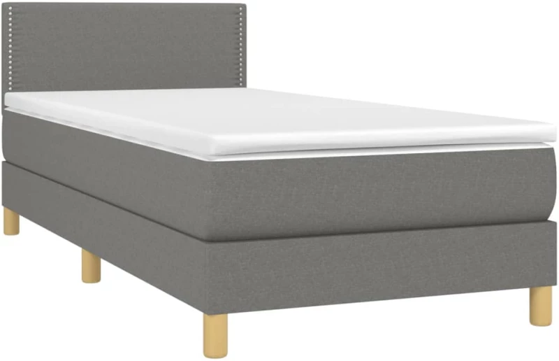 ΚΡΕΒΑΤΙ BOXSPRING ΜΕ ΣΤΡΩΜΑ & LED ΣΚ.ΓΚΡΙ 90X190 ΕΚ. ΥΦΑΣΜΑΤΙΝΟ 3133598