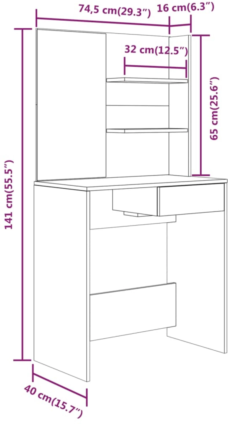 ΜΠΟΥΝΤΟΥΑΡ ΜΕ ΚΑΘΡΕΦΤΗ ΛΕΥΚΟ 74,5 X 40 X 141 ΕΚ. 802804