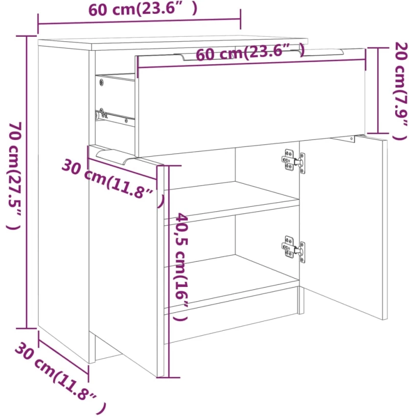 ΝΤΟΥΛΑΠΙ ΓΚΡΙ SONOMA 60 X 30 X 70 ΕΚ. ΑΠΟ ΕΠΕΞΕΡΓΑΣΜΕΝΟ ΞΥΛΟ 816992