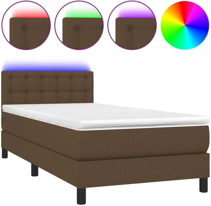 ΚΡΕΒΑΤΙ BOXSPRING ΜΕ ΣΤΡΩΜΑ & LED ΣΚ.ΚΑΦΕ 90X200 ΕΚ. ΥΦΑΣΜΑΤΙΝΟ 3133448