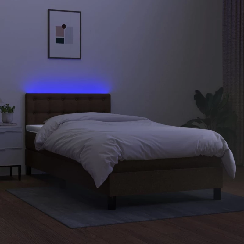ΚΡΕΒΑΤΙ BOXSPRING ΜΕ ΣΤΡΩΜΑ & LED ΣΚ.ΚΑΦΕ 90X200 ΕΚ. ΥΦΑΣΜΑΤΙΝΟ 3133448