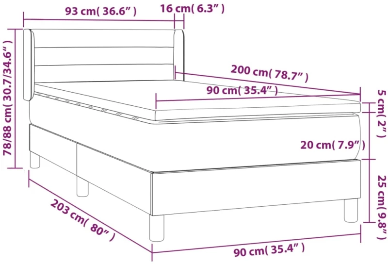ΚΡΕΒΑΤΙ BOXSPRING ΜΕ ΣΤΡΩΜΑ ΑΝΟΙΧΤΟ ΓΚΡΙ 90X200 ΕΚ. ΒΕΛΟΥΔΙΝΟ 3130997