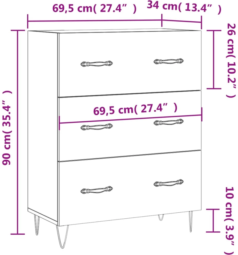 ΝΤΟΥΛΑΠΙ ΛΕΥΚΟ 69,5 X 34 X 90 ΕΚ. ΑΠΟ ΕΠΕΞΕΡΓΑΣΜΕΝΟ ΞΥΛΟ 827844