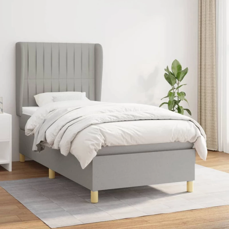 ΚΡΕΒΑΤΙ BOXSPRING ΜΕ ΣΤΡΩΜΑ ΑΝΟΙΧΤΟ ΓΚΡΙ 90X200 ΕΚ. ΥΦΑΣΜΑΤΙΝΟ 3128653