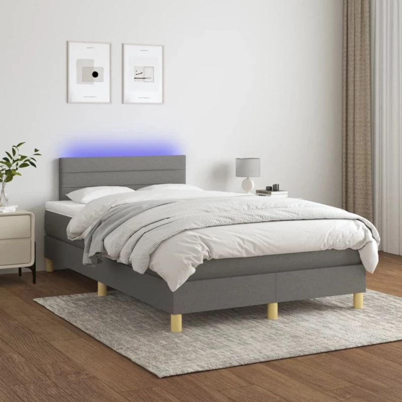 ΚΡΕΒΑΤΙ BOXSPRING ΜΕ ΣΤΡΩΜΑ & LED ΣΚ.ΓΚΡΙ 120X200 ΕΚ ΥΦΑΣΜΑΤΙΝΟ 3133782