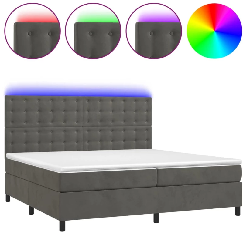 ΚΡΕΒΑΤΙ BOXSPRING ΜΕ ΣΤΡΩΜΑ & LED ΣΚ. ΓΚΡΙ 200X200ΕΚ. ΒΕΛΟΥΔΙΝΟ 3136384