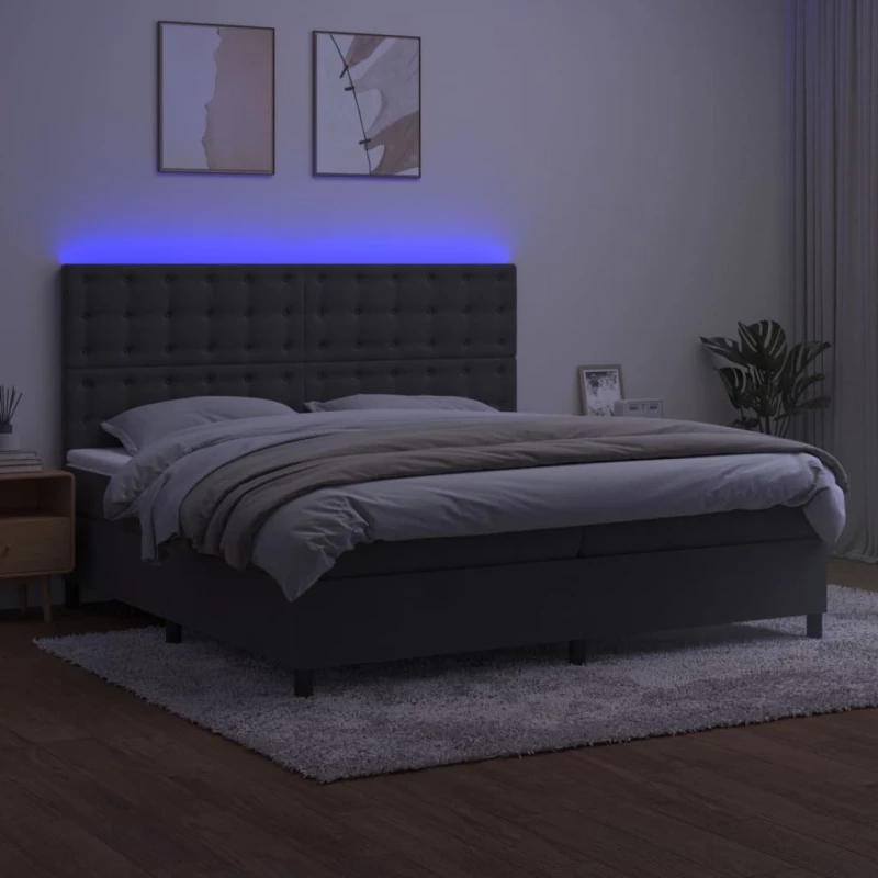 ΚΡΕΒΑΤΙ BOXSPRING ΜΕ ΣΤΡΩΜΑ & LED ΣΚ. ΓΚΡΙ 200X200ΕΚ. ΒΕΛΟΥΔΙΝΟ 3136384