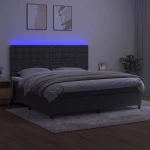 ΚΡΕΒΑΤΙ BOXSPRING ΜΕ ΣΤΡΩΜΑ & LED ΣΚ. ΓΚΡΙ 200X200ΕΚ. ΒΕΛΟΥΔΙΝΟ 3136384