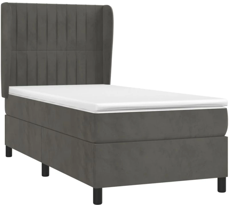 ΚΡΕΒΑΤΙ BOXSPRING ΜΕ ΣΤΡΩΜΑ ΣΚΟΥΡΟ ΓΚΡΙ 90X190 ΕΚ. ΒΕΛΟΥΔΙΝΟ 3129304