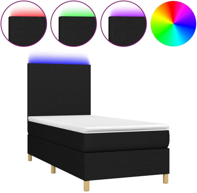 ΚΡΕΒΑΤΙ BOXSPRING ΜΕ ΣΤΡΩΜΑ & LED ΜΑΥΡΟ 100X200 ΕΚ. ΥΦΑΣΜΑΤΙΝΟ 3135255