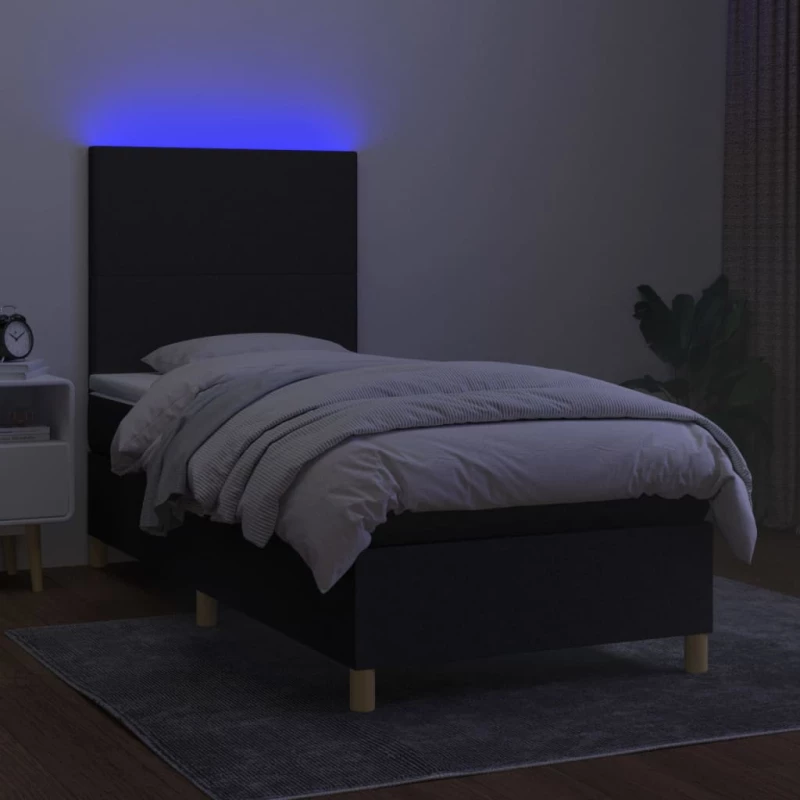 ΚΡΕΒΑΤΙ BOXSPRING ΜΕ ΣΤΡΩΜΑ & LED ΜΑΥΡΟ 100X200 ΕΚ. ΥΦΑΣΜΑΤΙΝΟ 3135255