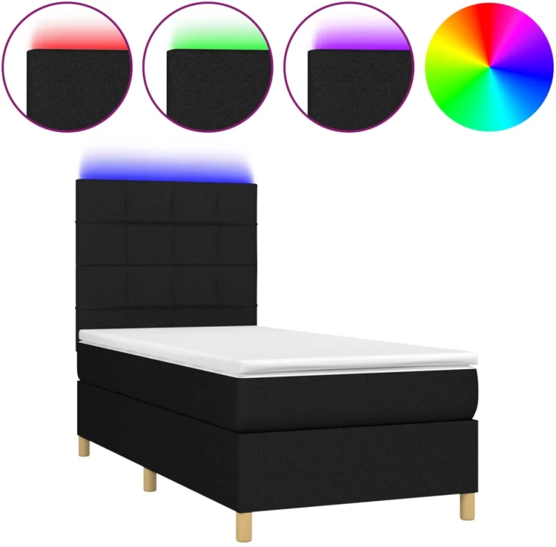 ΚΡΕΒΑΤΙ BOXSPRING ΜΕ ΣΤΡΩΜΑ & LED ΜΑΥΡΟ 100X200 ΕΚ. ΥΦΑΣΜΑΤΙΝΟ 3135415