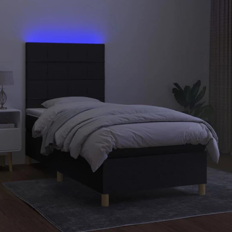 ΚΡΕΒΑΤΙ BOXSPRING ΜΕ ΣΤΡΩΜΑ & LED ΜΑΥΡΟ 100X200 ΕΚ. ΥΦΑΣΜΑΤΙΝΟ 3135415