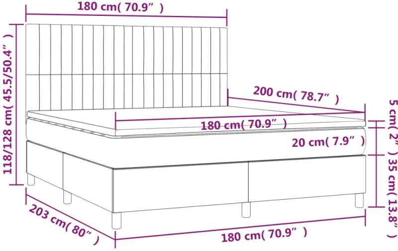ΚΡΕΒΑΤΙ BOXSPRING ΜΕ ΣΤΡΩΜΑ & LED ΑΝ.ΓΚΡΙ 180X200 ΕΚ. ΒΕΛΟΥΔΙΝΟ 3136257