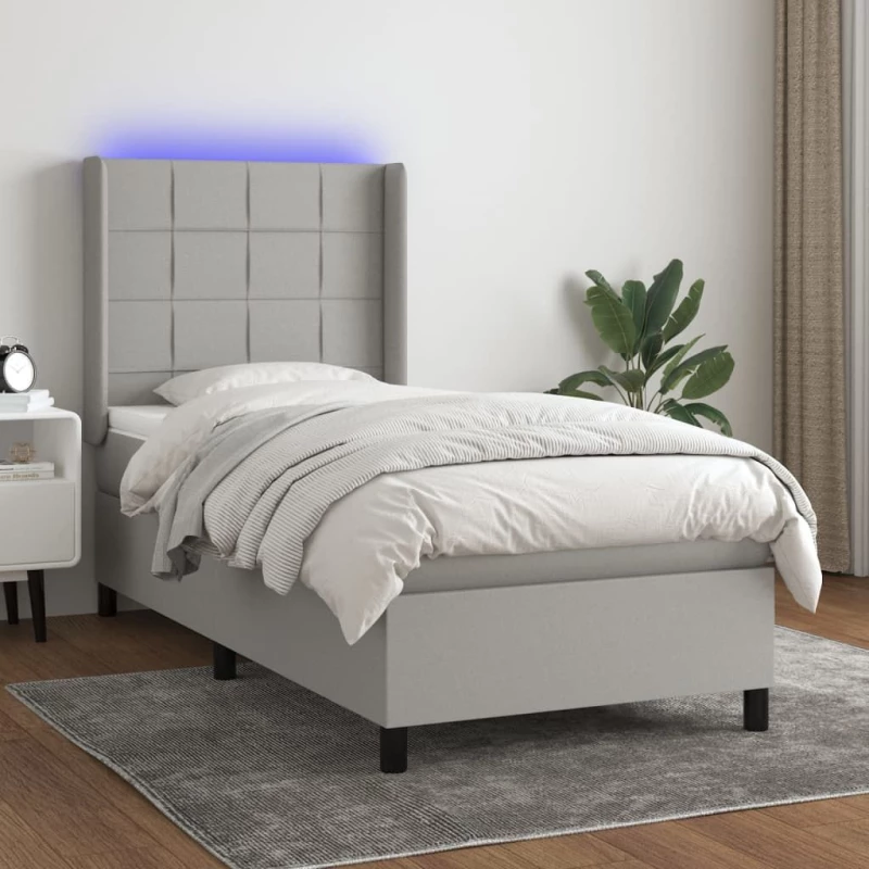 ΚΡΕΒΑΤΙ BOXSPRING ΜΕ ΣΤΡΩΜΑ & LED ΑΝ.ΓΚΡΙ 90X200 ΕΚ. ΥΦΑΣΜΑΤΙΝΟ 3138285