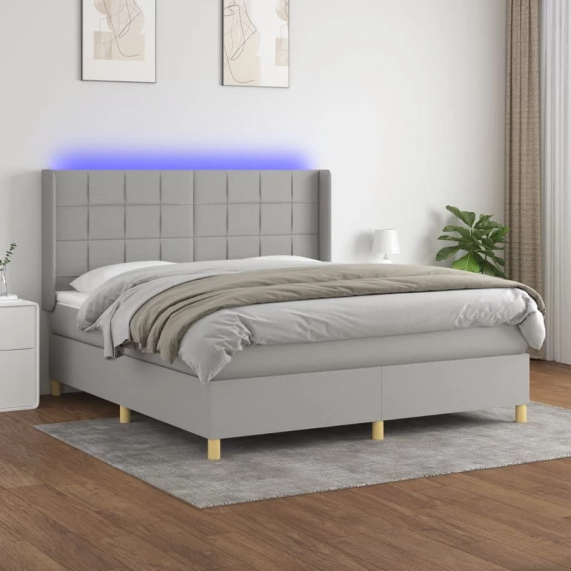 ΚΡΕΒΑΤΙ BOXSPRING ΜΕ ΣΤΡΩΜΑ & LED ΑΝ.ΓΚΡΙ 180X200ΕΚ. ΥΦΑΣΜΑΤΙΝΟ 3138893