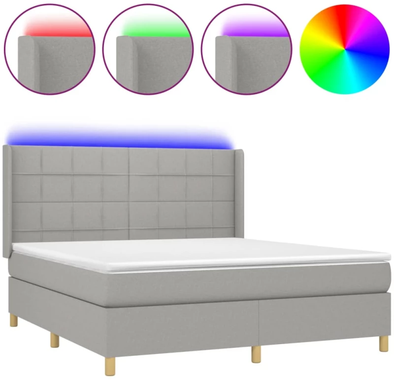 ΚΡΕΒΑΤΙ BOXSPRING ΜΕ ΣΤΡΩΜΑ & LED ΑΝ.ΓΚΡΙ 180X200ΕΚ. ΥΦΑΣΜΑΤΙΝΟ 3138893