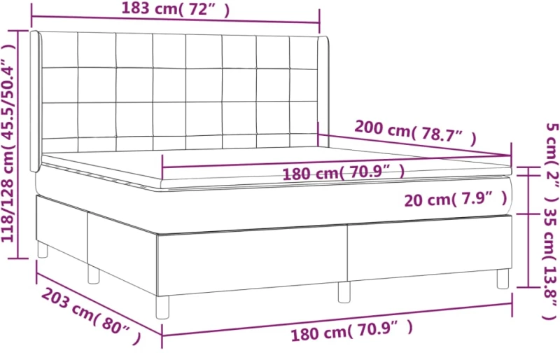 ΚΡΕΒΑΤΙ BOXSPRING ΜΕ ΣΤΡΩΜΑ & LED ΑΝ.ΓΚΡΙ 180X200ΕΚ. ΥΦΑΣΜΑΤΙΝΟ 3138893