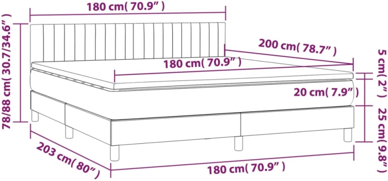 ΚΡΕΒΑΤΙ BOXSPRING ΜΕ ΣΤΡΩΜΑ ΣΚΟΥΡΟ ΓΚΡΙ 180X200 ΕΚ. ΒΕΛΟΥΔΙΝΟ 3141438