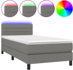 ΚΡΕΒΑΤΙ BOXSPRING ΜΕ ΣΤΡΩΜΑ & LED ΣΚ.ΓΚΡΙ 100X200 ΕΚ ΥΦΑΣΜΑΤΙΝΟ 3133214