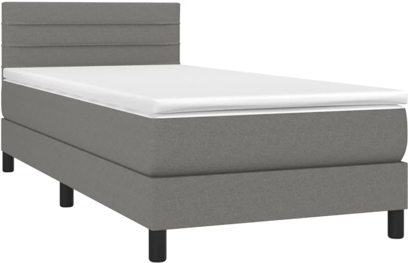 ΚΡΕΒΑΤΙ BOXSPRING ΜΕ ΣΤΡΩΜΑ & LED ΣΚ.ΓΚΡΙ 100X200 ΕΚ ΥΦΑΣΜΑΤΙΝΟ 3133214