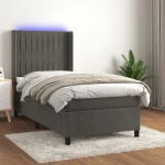 ΚΡΕΒΑΤΙ BOXSPRING ΜΕ ΣΤΡΩΜΑ & LED ΣΚ. ΓΚΡΙ 100X200ΕΚ. ΒΕΛΟΥΔΙΝΟ 3139668