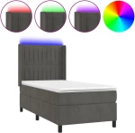 ΚΡΕΒΑΤΙ BOXSPRING ΜΕ ΣΤΡΩΜΑ & LED ΣΚ. ΓΚΡΙ 100X200ΕΚ. ΒΕΛΟΥΔΙΝΟ 3139668