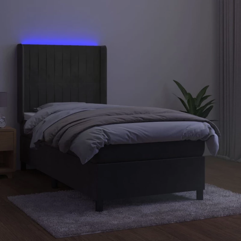 ΚΡΕΒΑΤΙ BOXSPRING ΜΕ ΣΤΡΩΜΑ & LED ΣΚ. ΓΚΡΙ 100X200ΕΚ. ΒΕΛΟΥΔΙΝΟ 3139668