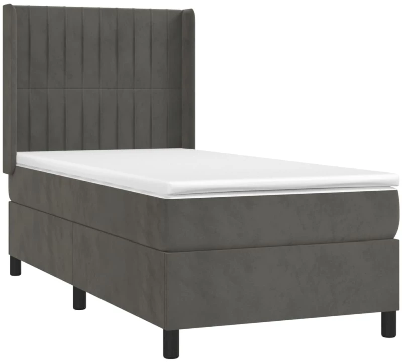 ΚΡΕΒΑΤΙ BOXSPRING ΜΕ ΣΤΡΩΜΑ & LED ΣΚ. ΓΚΡΙ 100X200ΕΚ. ΒΕΛΟΥΔΙΝΟ 3139668