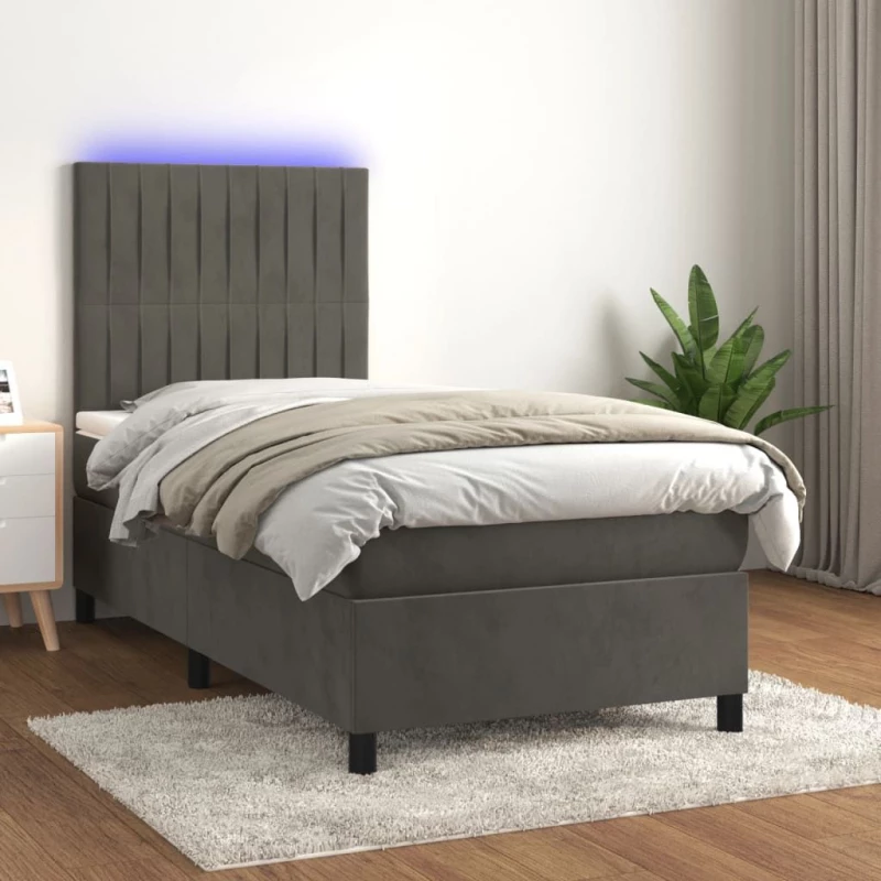 ΚΡΕΒΑΤΙ BOXSPRING ΜΕ ΣΤΡΩΜΑ & LED ΣΚ. ΓΚΡΙ 100X200ΕΚ. ΒΕΛΟΥΔΙΝΟ 3136228