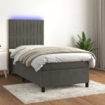 ΚΡΕΒΑΤΙ BOXSPRING ΜΕ ΣΤΡΩΜΑ & LED ΣΚ. ΓΚΡΙ 100X200ΕΚ. ΒΕΛΟΥΔΙΝΟ 3136228