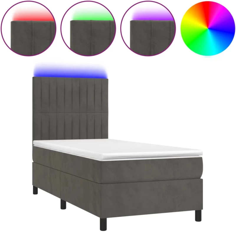 ΚΡΕΒΑΤΙ BOXSPRING ΜΕ ΣΤΡΩΜΑ & LED ΣΚ. ΓΚΡΙ 100X200ΕΚ. ΒΕΛΟΥΔΙΝΟ 3136228