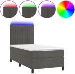 ΚΡΕΒΑΤΙ BOXSPRING ΜΕ ΣΤΡΩΜΑ & LED ΣΚ. ΓΚΡΙ 100X200ΕΚ. ΒΕΛΟΥΔΙΝΟ 3136228