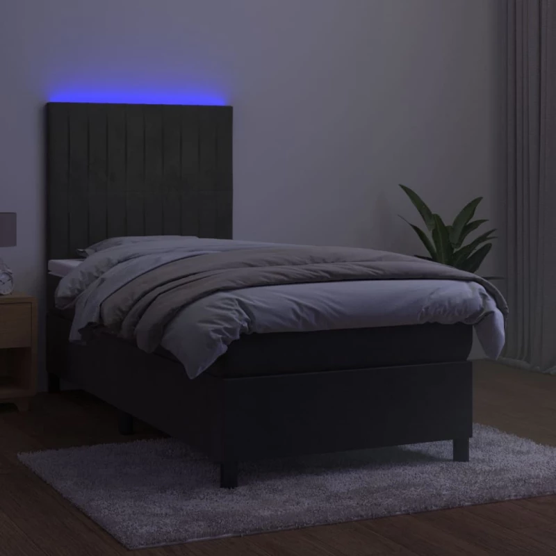 ΚΡΕΒΑΤΙ BOXSPRING ΜΕ ΣΤΡΩΜΑ & LED ΣΚ. ΓΚΡΙ 100X200ΕΚ. ΒΕΛΟΥΔΙΝΟ 3136228