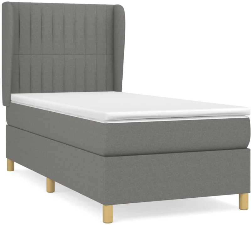 ΚΡΕΒΑΤΙ BOXSPRING ΜΕ ΣΤΡΩΜΑ ΣΚΟΥΡΟ ΓΚΡΙ 90X190 ΕΚ. ΥΦΑΣΜΑΤΙΝΟ 3128646