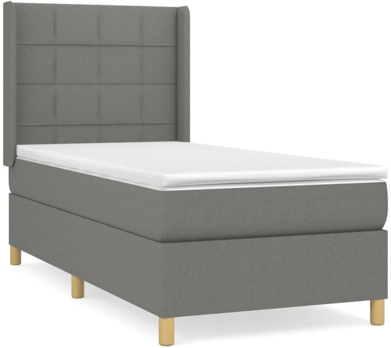 ΚΡΕΒΑΤΙ BOXSPRING ΜΕ ΣΤΡΩΜΑ ΣΚΟΥΡΟ ΓΚΡΙ 90X190 ΕΚ. ΥΦΑΣΜΑΤΙΝΟ 3131954