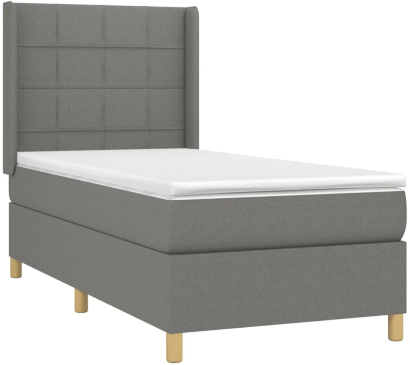 ΚΡΕΒΑΤΙ BOXSPRING ΜΕ ΣΤΡΩΜΑ ΣΚΟΥΡΟ ΓΚΡΙ 90X190 ΕΚ. ΥΦΑΣΜΑΤΙΝΟ 3131954