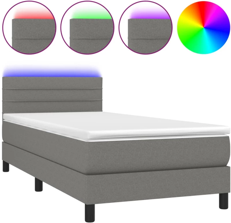 ΚΡΕΒΑΤΙ BOXSPRING ΜΕ ΣΤΡΩΜΑ & LED ΣΚ.ΓΚΡΙ 80X200 ΕΚ. ΥΦΑΣΜΑΤΙΝΟ 3133190