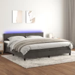 ΚΡΕΒΑΤΙ BOXSPRING ΜΕ ΣΤΡΩΜΑ & LED ΣΚ. ΓΚΡΙ 200X200ΕΚ. ΒΕΛΟΥΔΙΝΟ 3134304