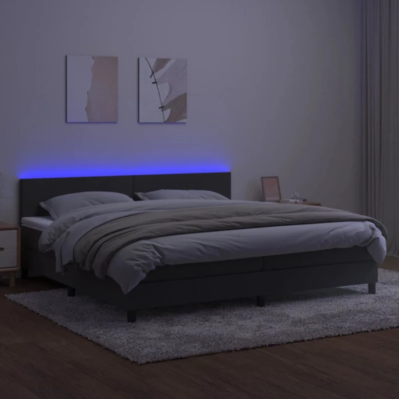 ΚΡΕΒΑΤΙ BOXSPRING ΜΕ ΣΤΡΩΜΑ & LED ΣΚ. ΓΚΡΙ 200X200ΕΚ. ΒΕΛΟΥΔΙΝΟ 3134304