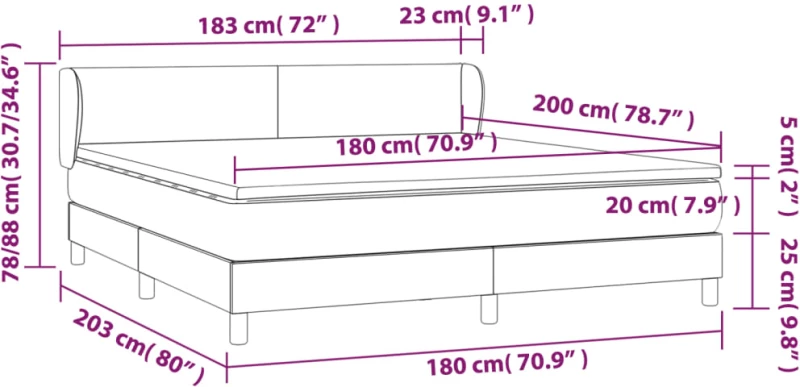 ΚΡΕΒΑΤΙ BOXSPRING ΜΕ ΣΤΡΩΜΑ ΑΝΟΙΧΤΟ ΓΚΡΙ 180X200 ΕΚ. ΥΦΑΣΜΑΤΙΝΟ 3126661